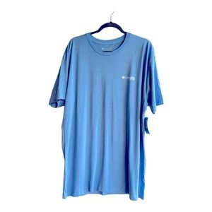 COLUMBIA PFG T SHIRT Light Blue Fishing Logo Front & Back, Men's XXL‎